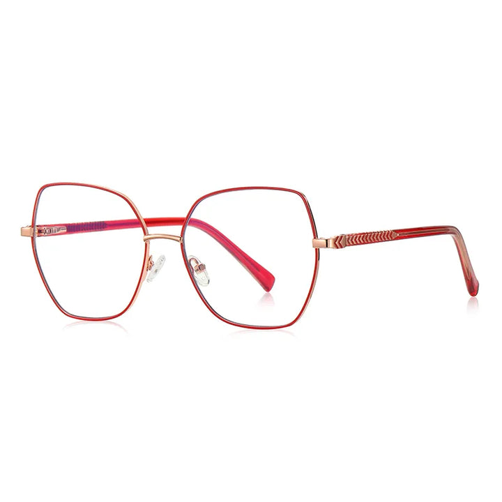 Vicky Women's Full Rim Polygon Cat Eye Stainless Steel Reading Glasses 3076 Reading Glasses Vicky PFD3076-C3 0