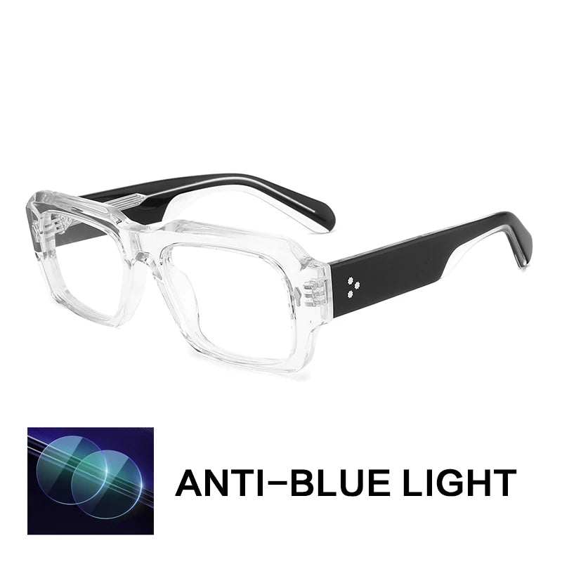Gatenac Unisex Full Rim Big Square Acetate Reading Glasses G91019