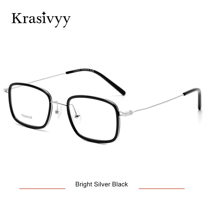 Krasivyy Unisex Full Rim Square Acetate Titanium Eyeglasses 16046