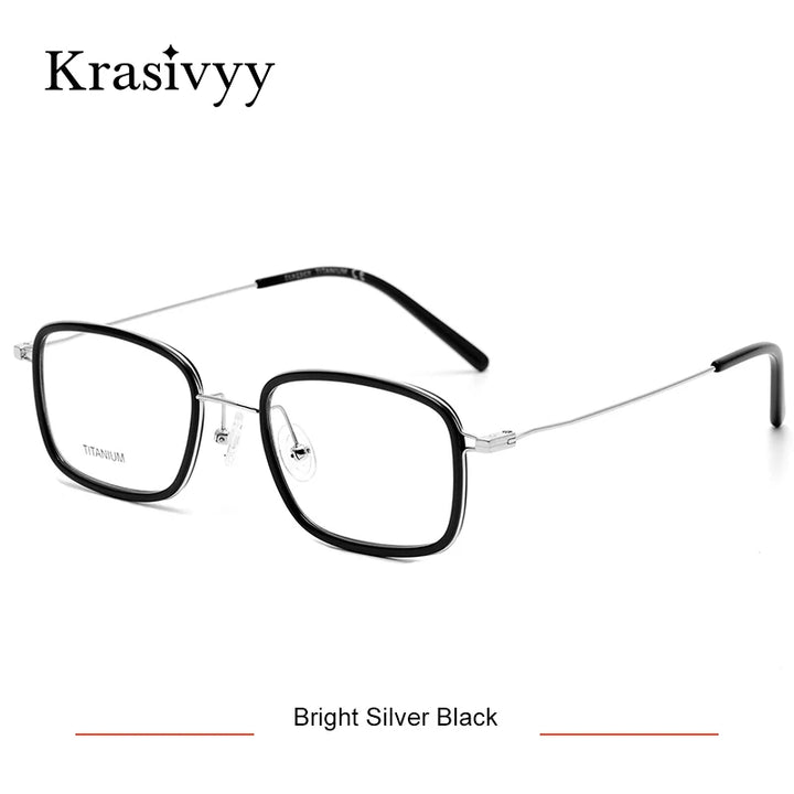 Krasivyy Unisex Full Rim Square Acetate Titanium Eyeglasses 16046