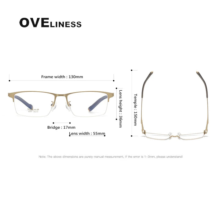 Oveliness Unisex Semi Rim Square Titanium Eyeglasses 80877 Semi Rim Oveliness