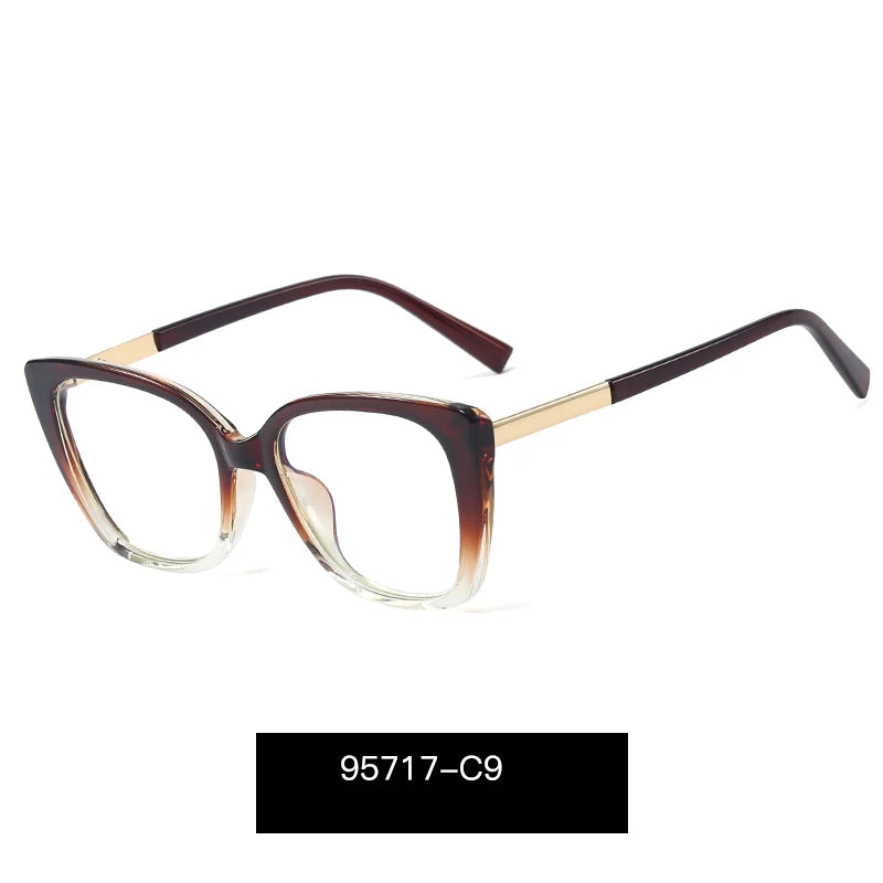 Handoer Women's Full Rim Square Cat Eye Tr 90 Alloy Eyeglasses 95717