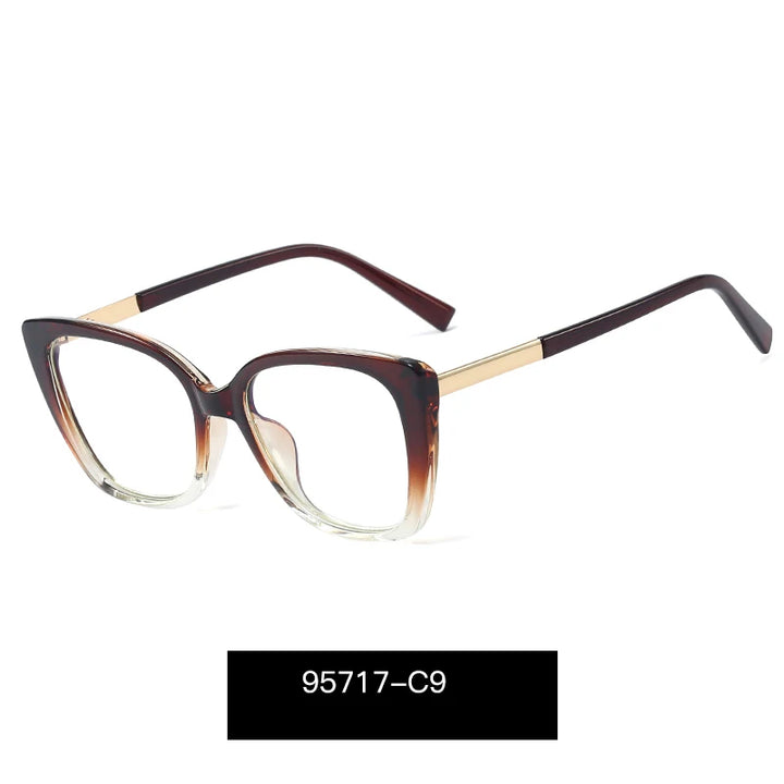 Handoer Women's Full Rim Square Cat Eye Tr 90 Alloy Eyeglasses 95717