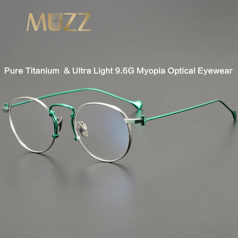 Muzz Unisex Full Rim Round Titanium Eyeglasses 19068 Full Rim Muzz
