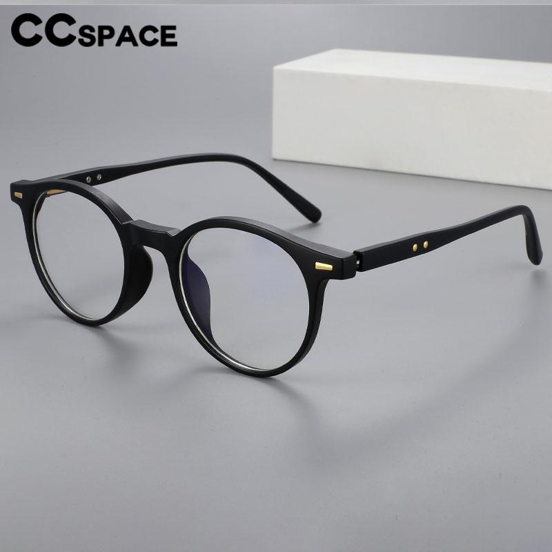 CCspace Unisex Full Rim Round Acetate Eyeglasses 56530 Full Rim CCspace