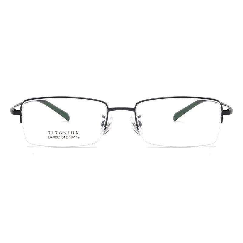 Bclear Men's Semi Rim Square Titanium Eyeglasses Lb7832 Semi Rim Bclear