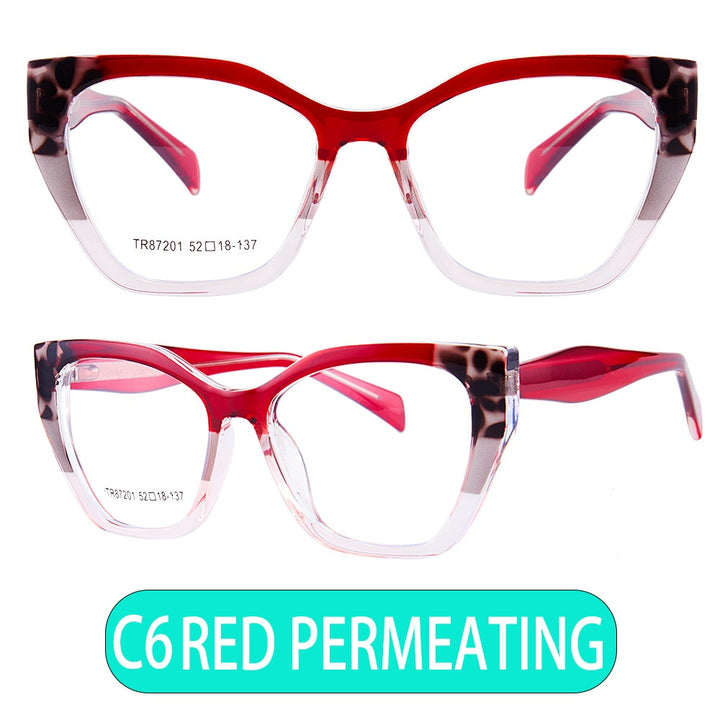 CCspace Unisex Full Rim Square Acetate Eyeglasses 56455 Full Rim CCspace C6ClearRed
