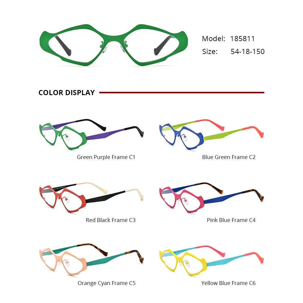 Nobler Unisex Full Rim Polygon Cat Eye Titanium Eyeglasses 2158 Full Rim Nobler