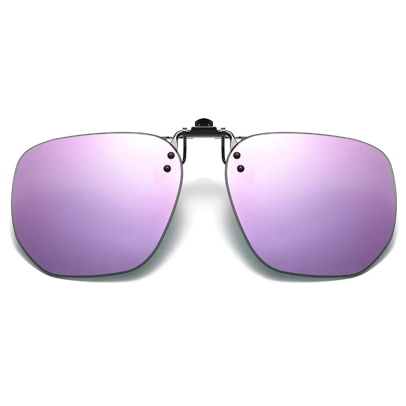 Vicky Unisex Rimless Round Tr 90 Alloy  Polarized Clip On Sunglasses V001 Clip On Sunglasses Vicky Mercury purple