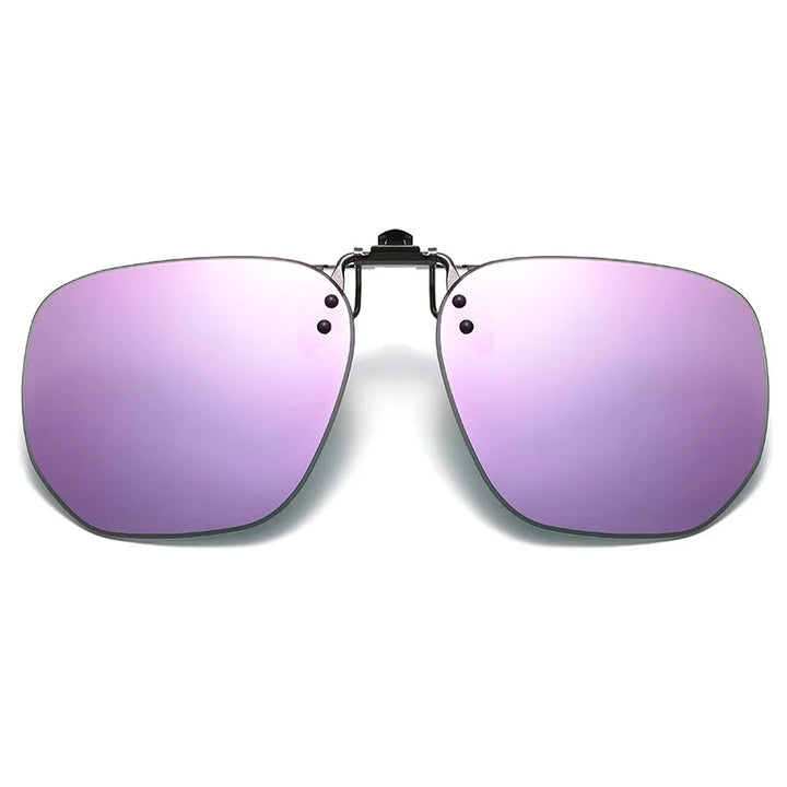 Vicky Unisex Rimless Round Tr 90 Alloy  Polarized Clip On Sunglasses V001 Clip On Sunglasses Vicky Mercury purple