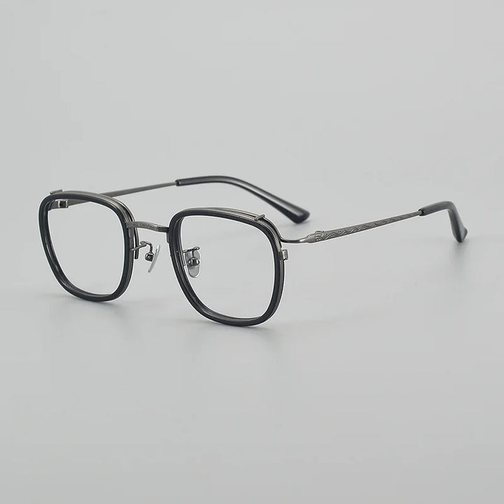 Black Mask Unisex Full Rim Square Titanium Acetate Eyeglasses 6015 Full Rim Black Mask Black-Gray