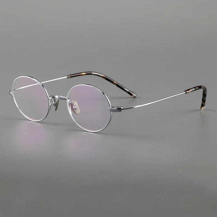 Muzz Men's Full Rim Small Round Or Square Titanium Eyeglasses 503- R103 Full Rim Muzz Round Silver  