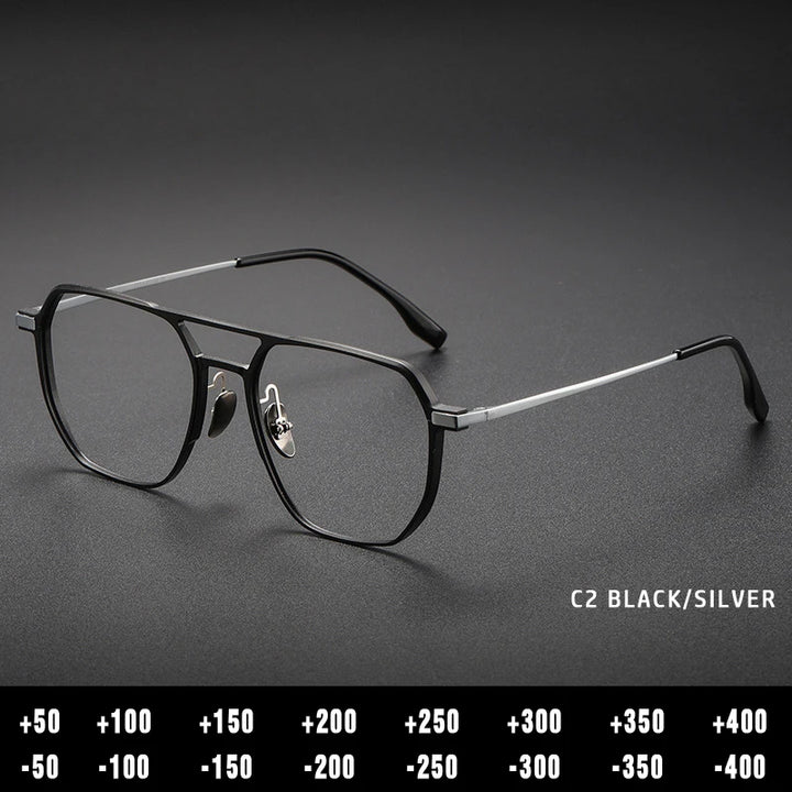 Kansept Unisex Full Rim Square Double Bridge Aluminum Reading Glasses 20239 Reading Glasses Kansept 20239-C2 -250