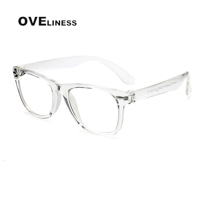 Oveliness Youth Unisex Full Rim Square Tr 90 Titanium Eyeglasses F802 Full Rim Oveliness transparent  