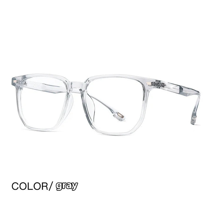 Kocolior Unisex Full Rim Oversized Square Tr 90 Hyperopic Reading Glasses 58092 Reading Glasses Kocolior Gray 0 