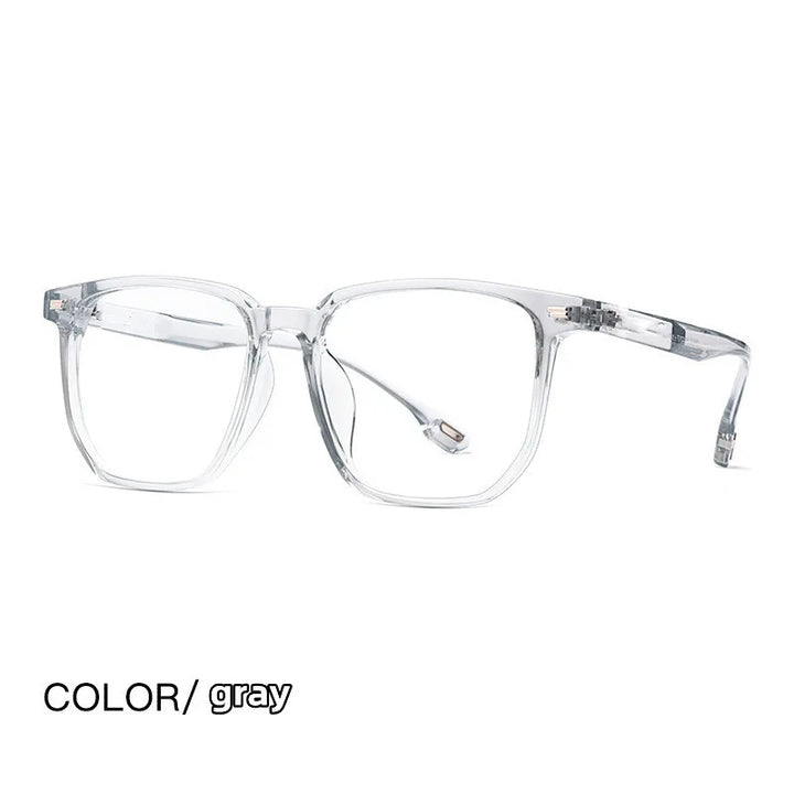 Kocolior Unisex Full Rim Oversized Square Tr 90 Hyperopic Reading Glasses 58092 Reading Glasses Kocolior Gray 0