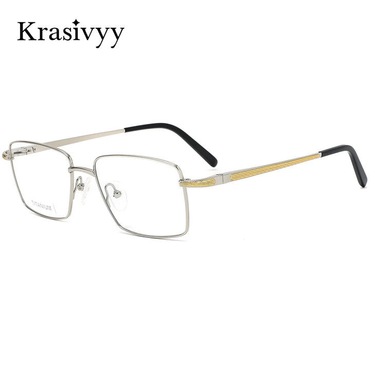 Krasivyy Men's Full Rim Big Square Titanium Eyeglasses 50021
