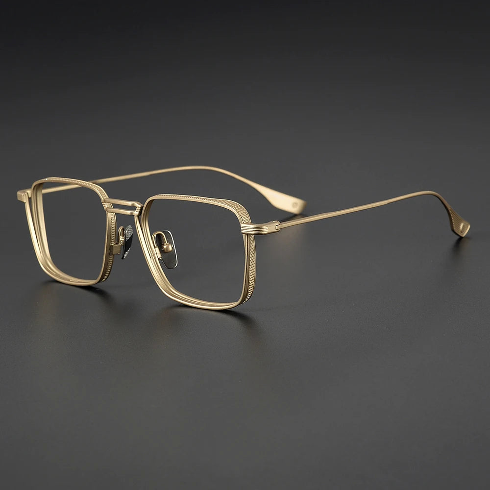 Black Mask Unisex Full Rim Square Double Bridge Titanium Eyeglasses 21125