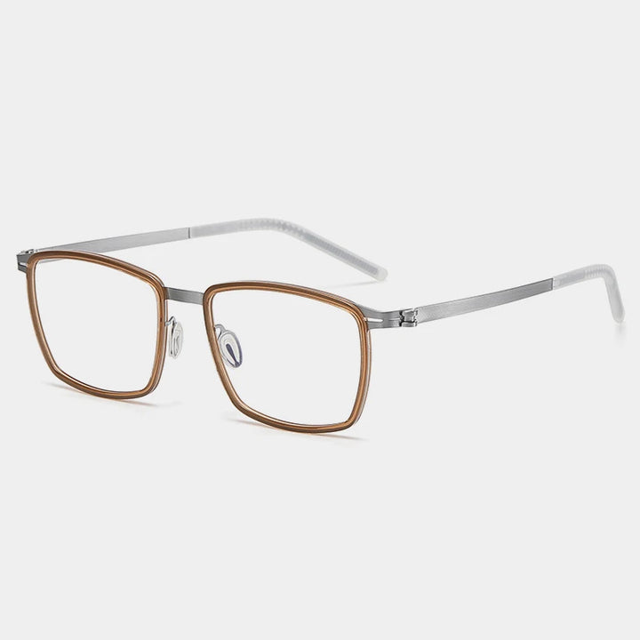 Gatenac Mens Full Rim Square Acetate Eyeglasses Gxyj-1187 Full Rim Gatenac Tea