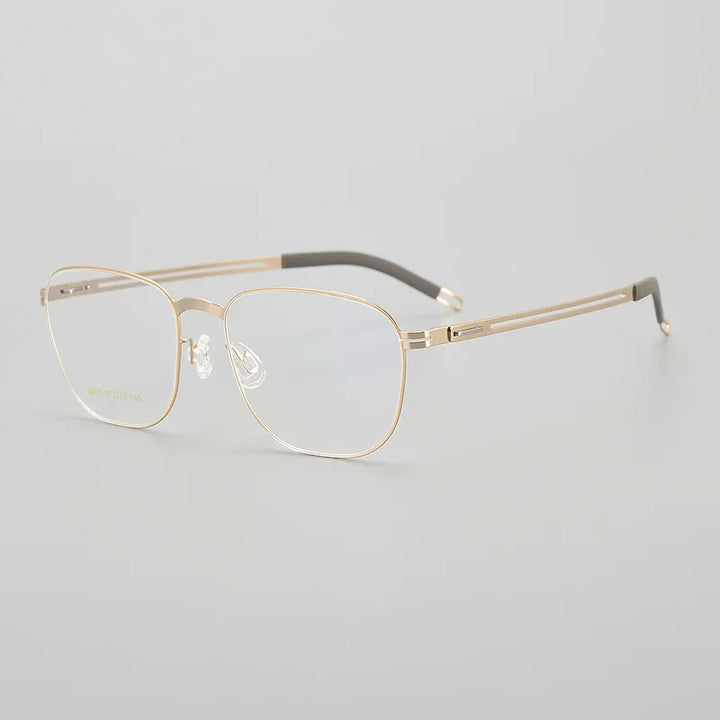 Black Mask Women's Full Rim Square Stainless Steel Eyeglasses Bm6607 Full Rim Black Mask Gold