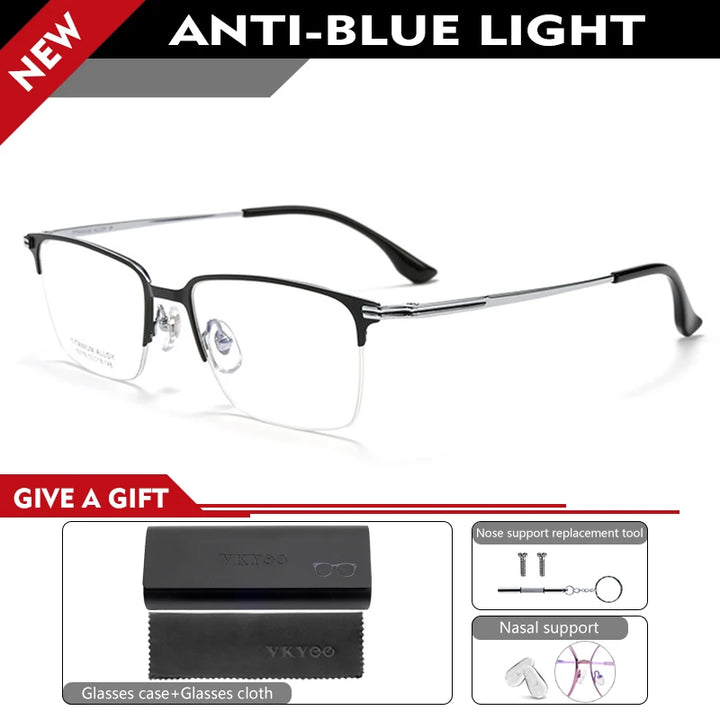 Vicky Unisex Semi Rim Square Titanium Reading Glasses V15119 Reading Glasses Vicky 0 X15119B-C53