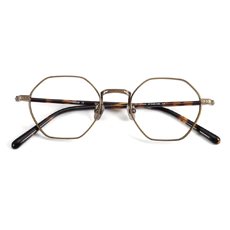 Black Mask Women's Full Rim Polygon Oval Titanium Eyeglasses 63040