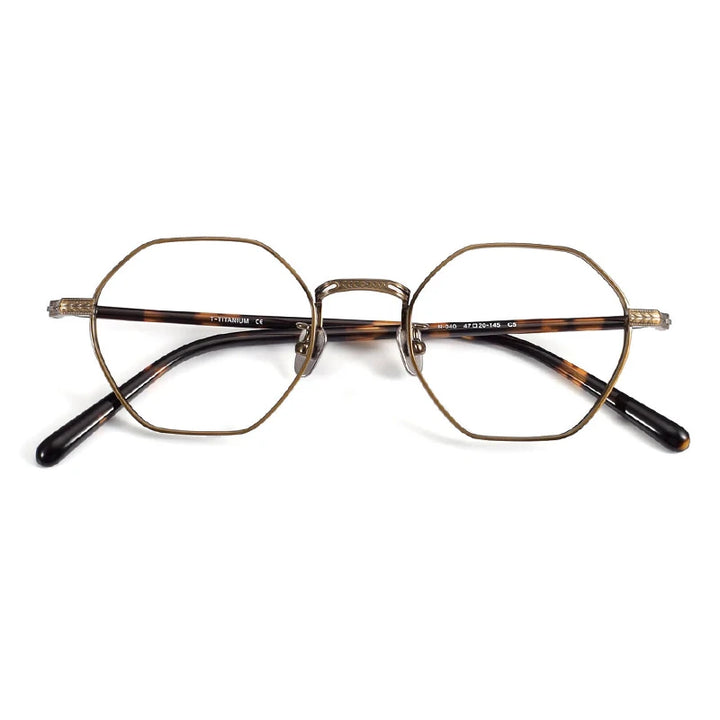 Black Mask Women's Full Rim Polygon Oval Titanium Eyeglasses 63040