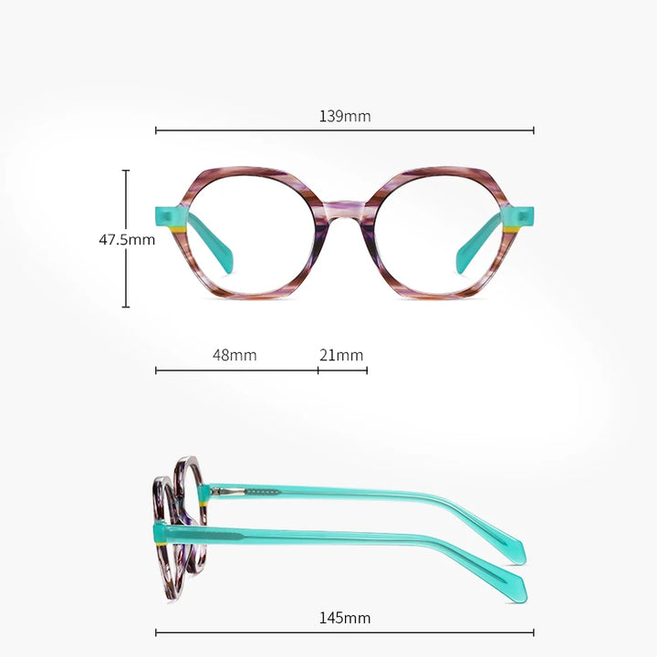 Gmei Women's Full Rim Polygon Acetate Eyegasses 8825 Full Rim Gmei Optical