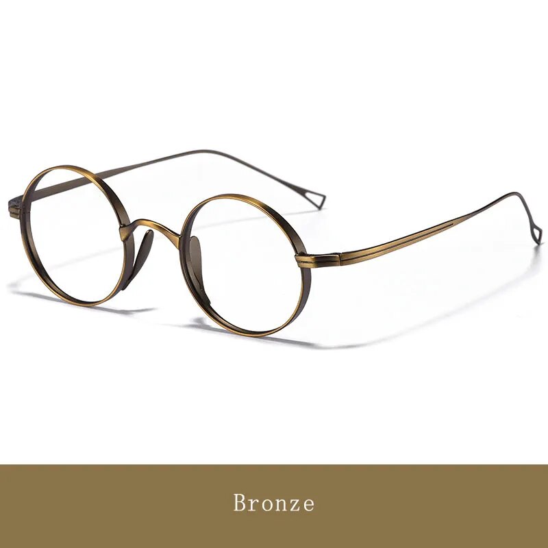 Hdcrafter Unisex Full Rim Round Titanium Eyeglasses Ft3001 Full Rim Hdcrafter Eyeglasses Bronze
