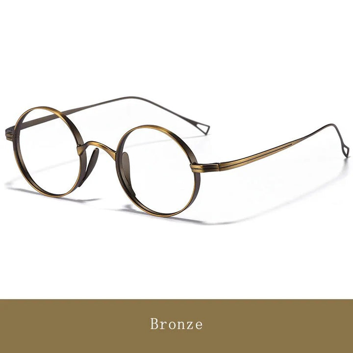 Hdcrafter Unisex Full Rim Round Titanium Eyeglasses Ft3001 Full Rim Hdcrafter Eyeglasses Bronze
