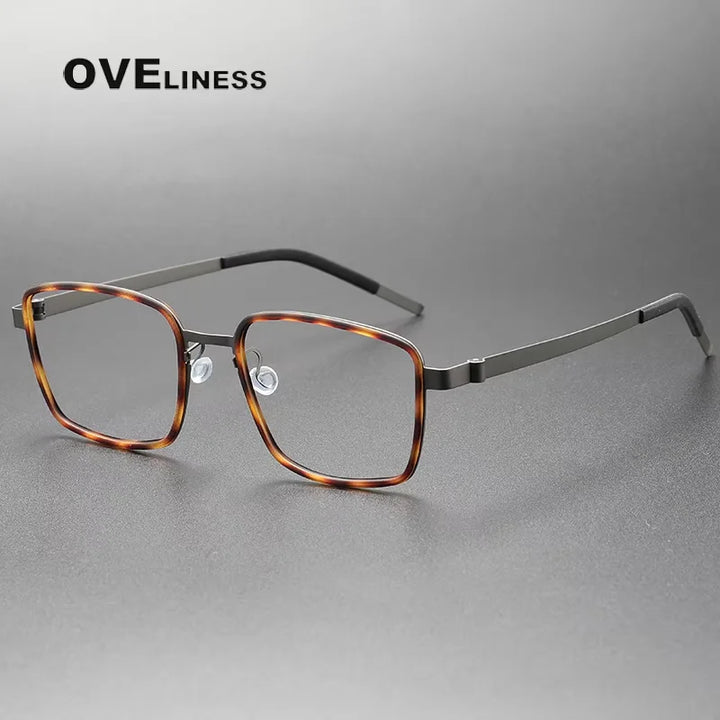 Oveliness Unisex Full Rim Square Acetate Titanium Eyeglasses 29754