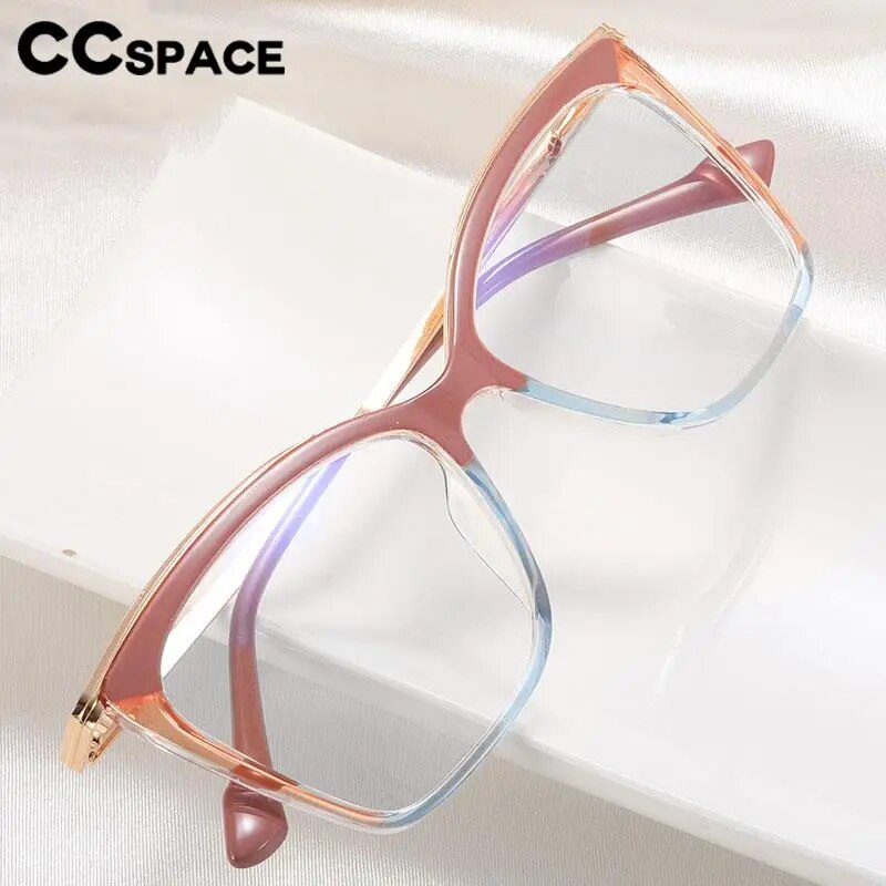 CCspace Women's Full Rim Square Tr 90 Titanium Eyeglasses 57052 Full Rim CCspace