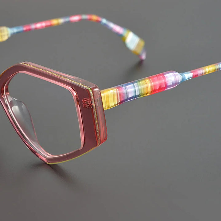 Nobler Unisex Full Rim Irregular Oval Cat Eye Acetate Eyeglasses 19256 Full Rim Nobler