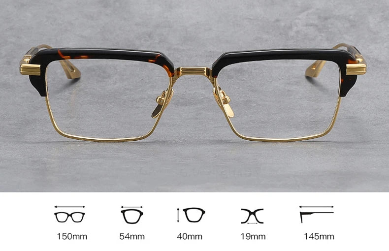 Black Mask Unisex Full Rim Big Square Titanium Acetate Eyeglasses D008 Full Rim Black Mask