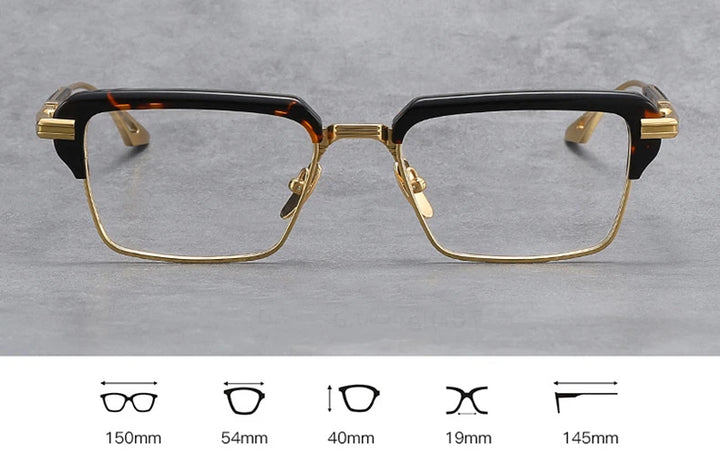 Black Mask Unisex Full Rim Big Square Titanium Acetate Eyeglasses D008 Full Rim Black Mask