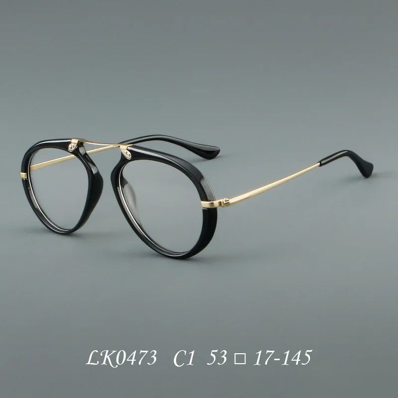 Momoja Unisex Full Rim Oval Square Acetate Titanium Eyeglasses 720473