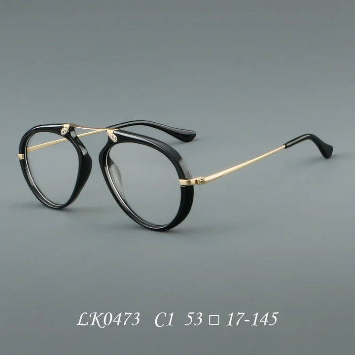 Momoja Unisex Full Rim Oval Square Acetate Titanium Eyeglasses 720473