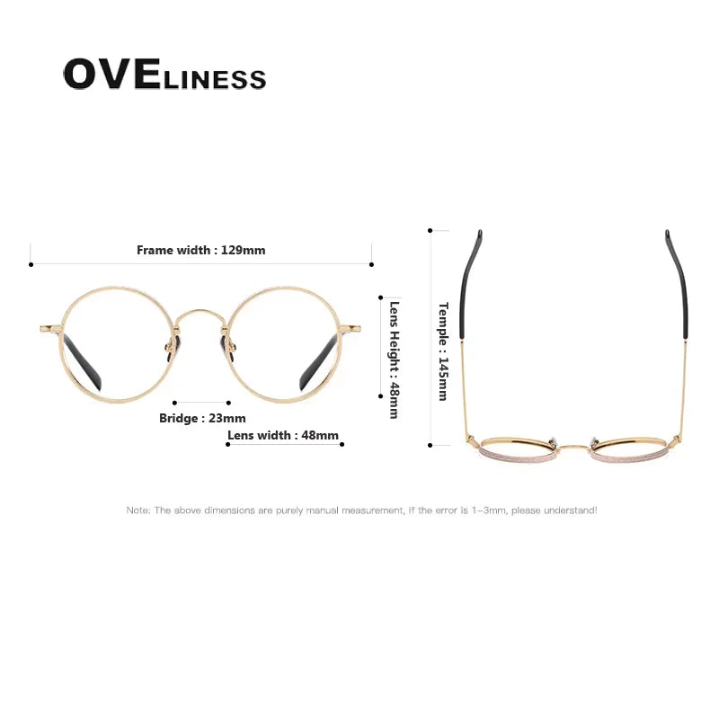 Oveliness Women's Full Rim Round Titanium Eyeglasses 93100