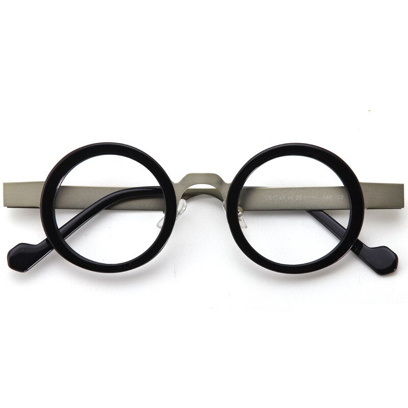 Muzz Men's Full Rim Round Acetate Alloy Eyeglasses Model Y Full Rim Muzz C3