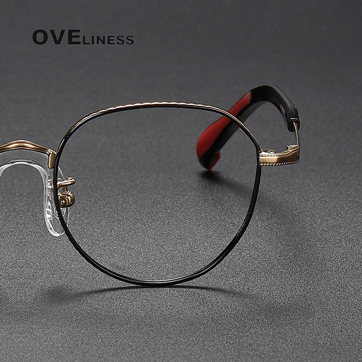 Oveliness Unisex Full Rim Flat Top Round Titanium Eyeglasses 80935 Full Rim Oveliness