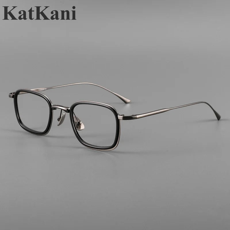 KatKani Mens Full Rim Square Titanium Eyeglasses 19052 Full Rim KatKani Eyeglasses   