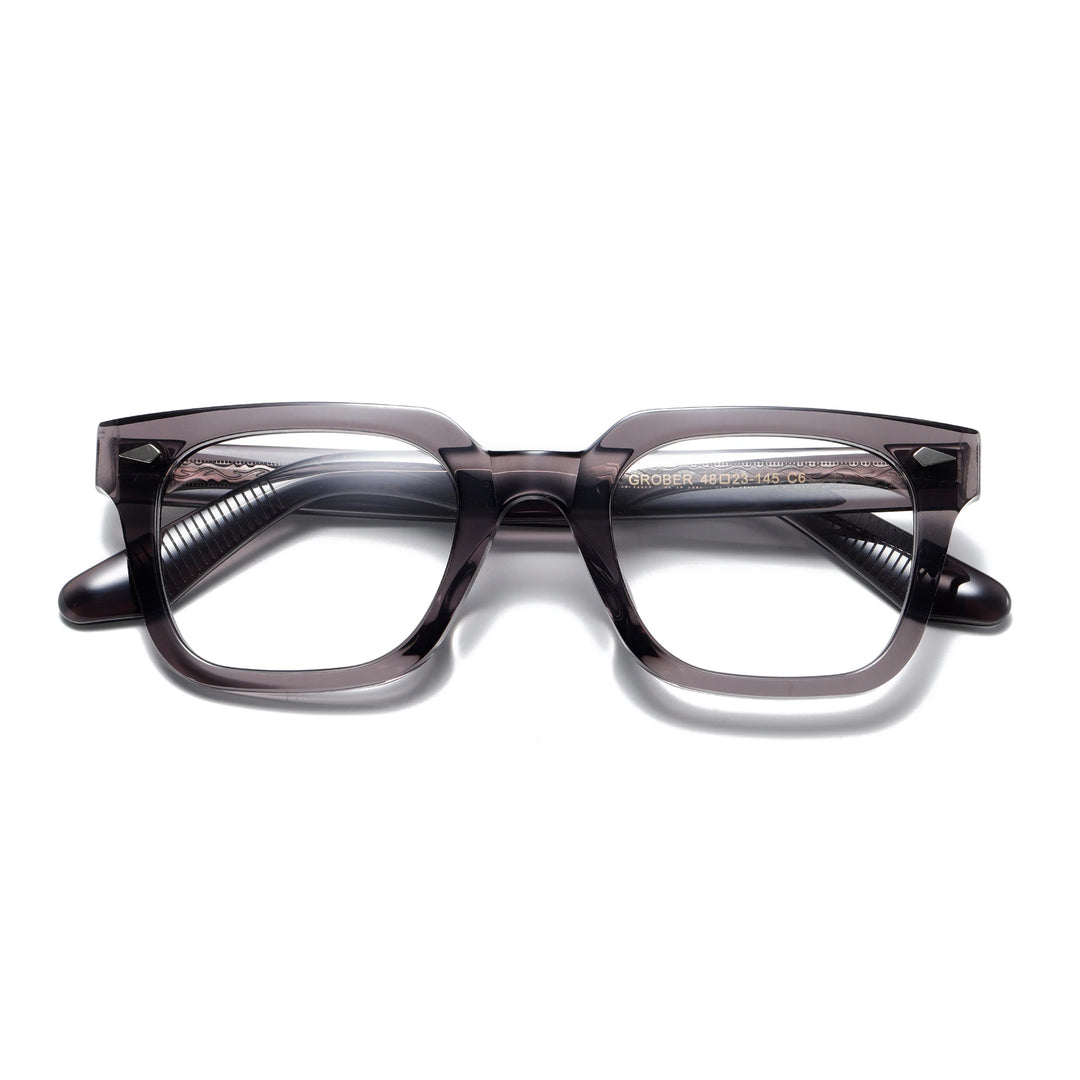 Aror Unisex Full Rim Square Thick Acetate Eyeglasses 13923 Full Rim Aror Gray