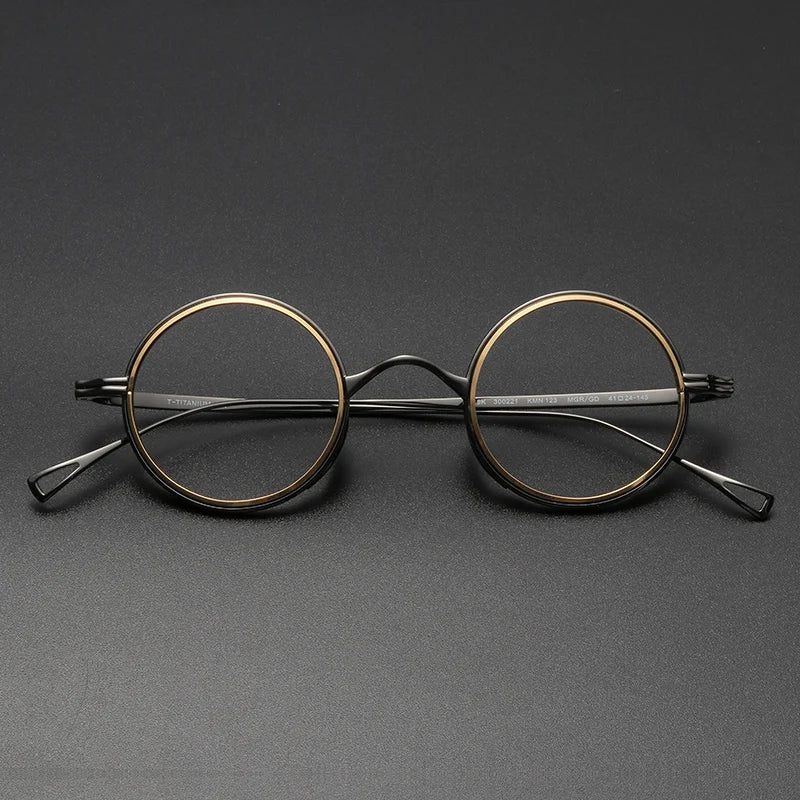 Black Mask Unisex Full Rim Round Titanium Eyeglasses Km123 Full Rim Black Mask