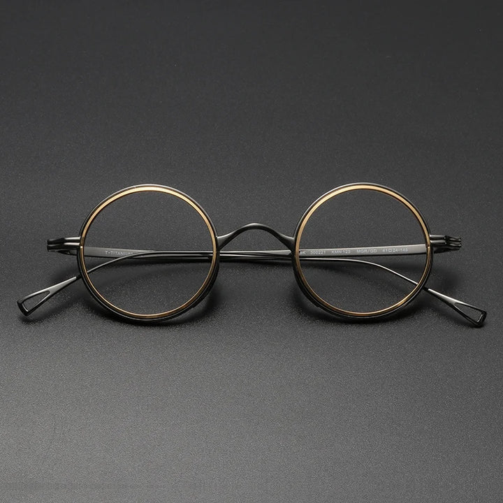 Black Mask Unisex Full Rim Round Titanium Eyeglasses Km123 Full Rim Black Mask