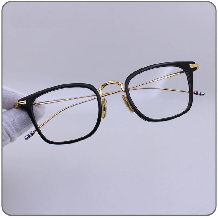 Black Mask Unisex Full Rim Square Alloy Acetate Eyeglasses T905 Full Rim Black Mask Black-Gold