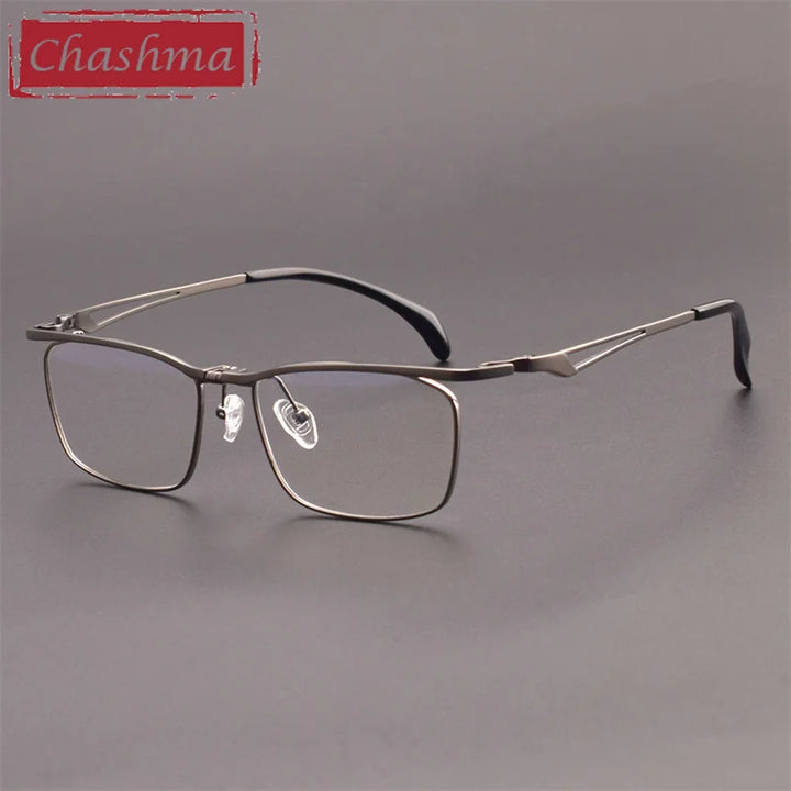 Chashma Ottica Men's Full Rim Brow Line Square Titanium Eyeglasses 11488 Full Rim Chashma Ottica Gray  