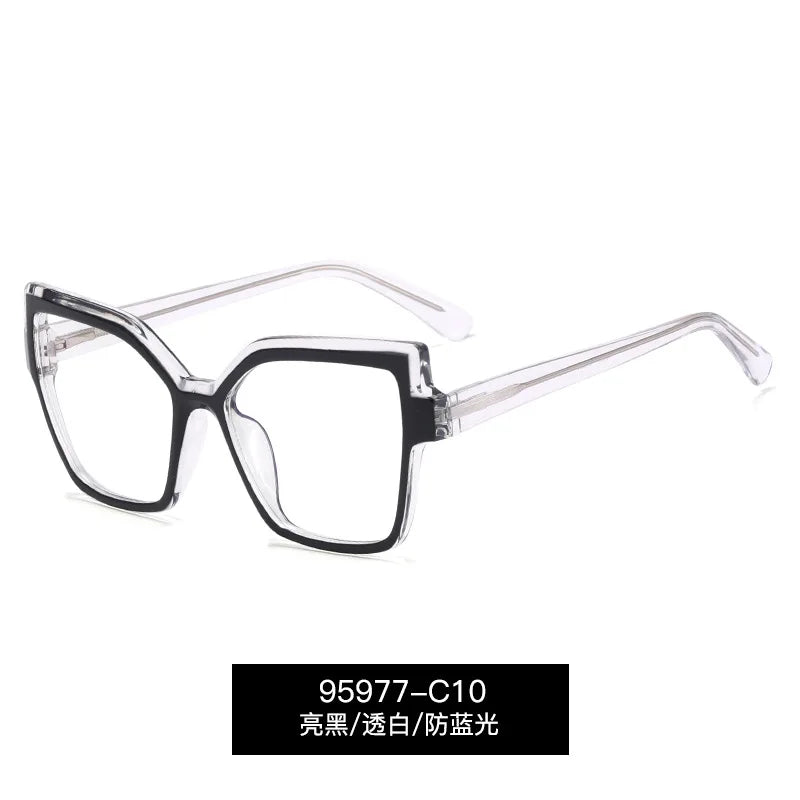 Handoer Women's Full Rim Square Cat Eye Tr 90 Alloy Eyeglasses 95977