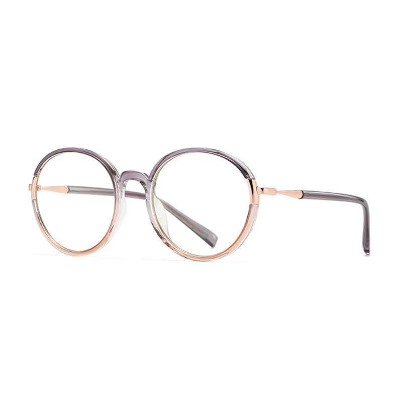 Ralferty Women's Full Rim Oversize Round Tr 90 Acetate Eyeglasses D881 Full Rim Ralferty China C317 Gray Pink 