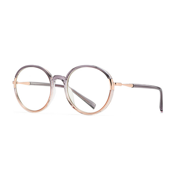 Ralferty Women's Full Rim Oversize Round Tr 90 Acetate Eyeglasses D881 Full Rim Ralferty China C317 Gray Pink