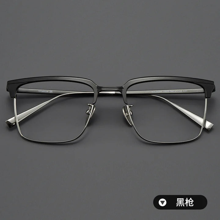 Zirosat Men's Full Rim Square Titanium Acetate Eyeglasses 190531